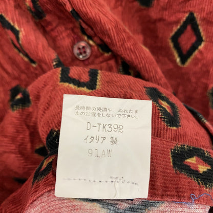 FERREJEANS　フェレジーンズ　コーデュロイ長袖ボタンダウンシャツ　総柄　赤　レッド　40サイズ