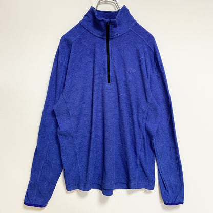 古着 used　Champion チャンピオン 長袖ハーフジップフリースジャケット　青 ブルー　ワンポイント刺ロゴ　Mサイズ