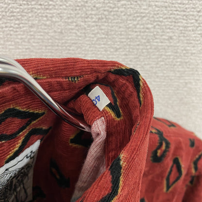 FERREJEANS　フェレジーンズ　コーデュロイ長袖ボタンダウンシャツ　総柄　赤　レッド　40サイズ