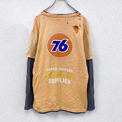 76 Lubricants　セブンティーシックスルブリカンツ　長袖Tシャツ/ロンT　企業T　オレンジ　Lサイズ