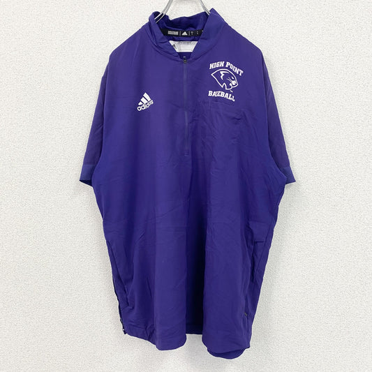 adidas　アディダス　半袖　ハーフジップナイロンジャケット　紫　Lサイズ