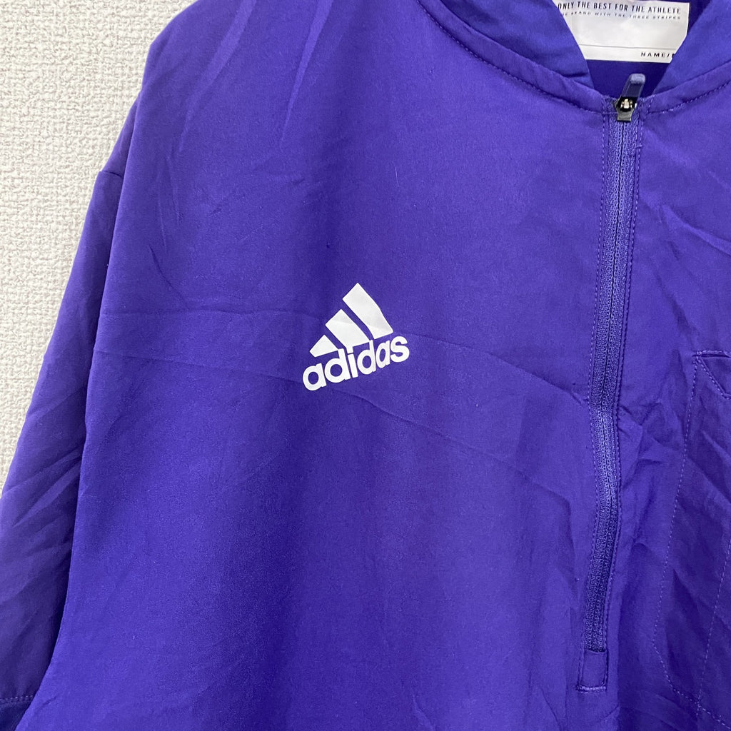 adidas　アディダス　半袖　ハーフジップナイロンジャケット　紫　Lサイズ