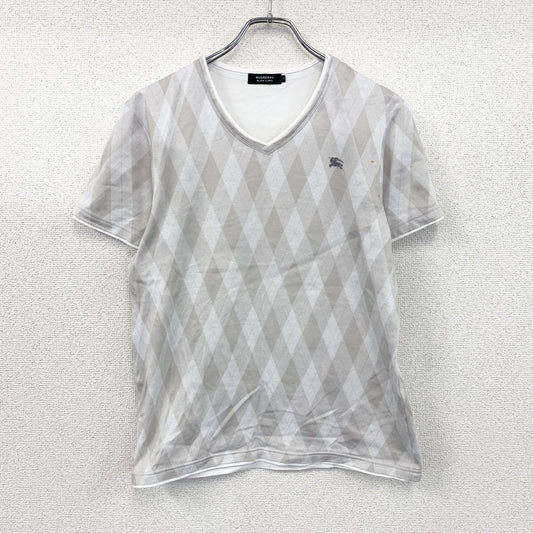 BURBERRY BLACK LABEL　バーバリーブラックレーベル　半袖Tシャツ　アーガイル柄　グレー　2サイズ