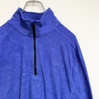 古着 used　Champion チャンピオン 長袖ハーフジップフリースジャケット　青 ブルー　ワンポイント刺ロゴ　Mサイズ