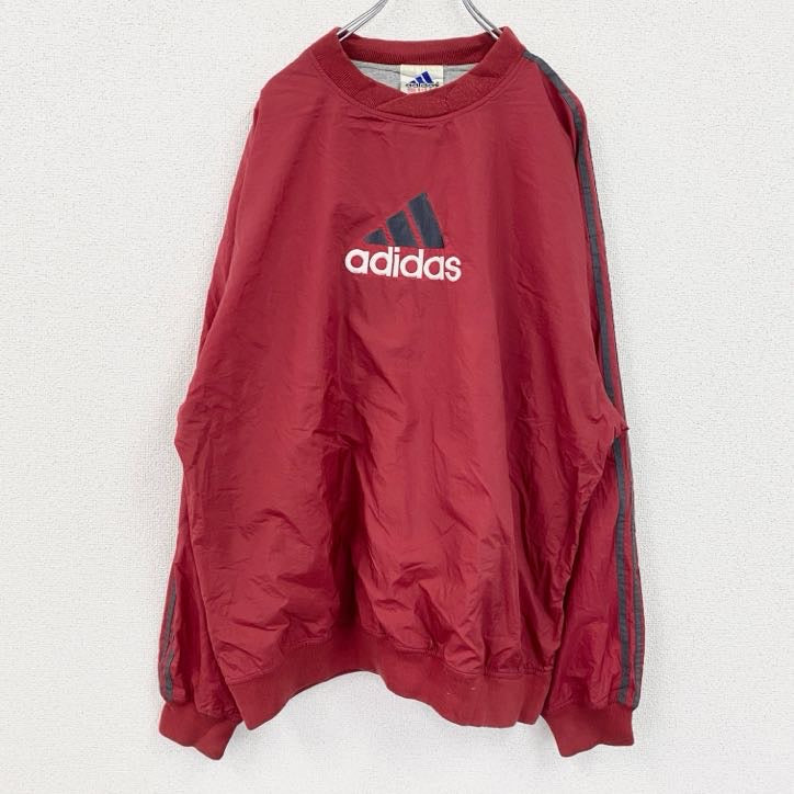 90s　adidas　アディダス　プルオーバーナイロンジャケット　アノラック　ヴィンテージ　赤　レッド　XLサイズ