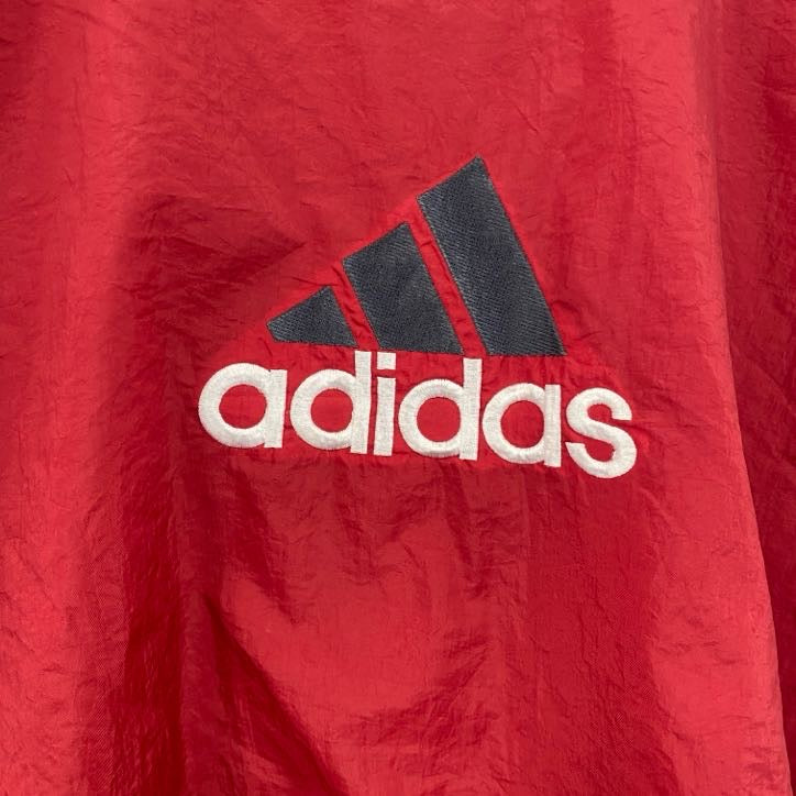 90s　adidas　アディダス　プルオーバーナイロンジャケット　アノラック　ヴィンテージ　赤　レッド　XLサイズ