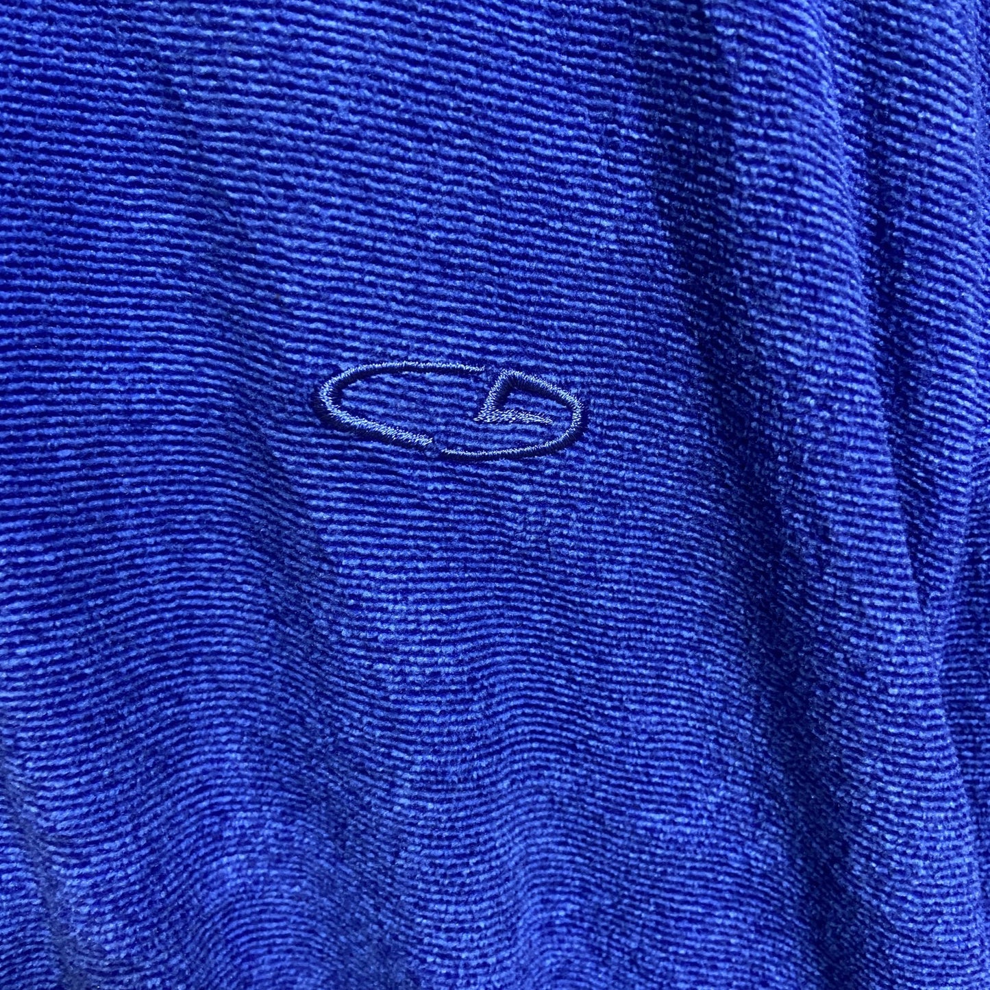 古着 used　Champion チャンピオン 長袖ハーフジップフリースジャケット　青 ブルー　ワンポイント刺ロゴ　Mサイズ