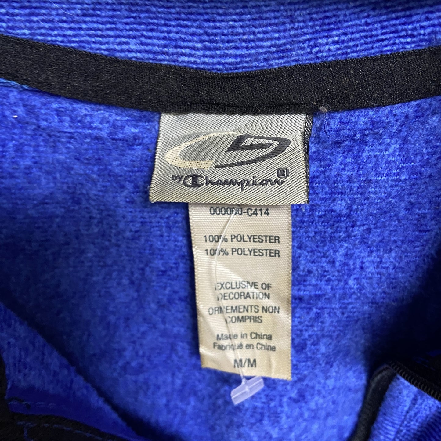 古着 used　Champion チャンピオン 長袖ハーフジップフリースジャケット　青 ブルー　ワンポイント刺ロゴ　Mサイズ