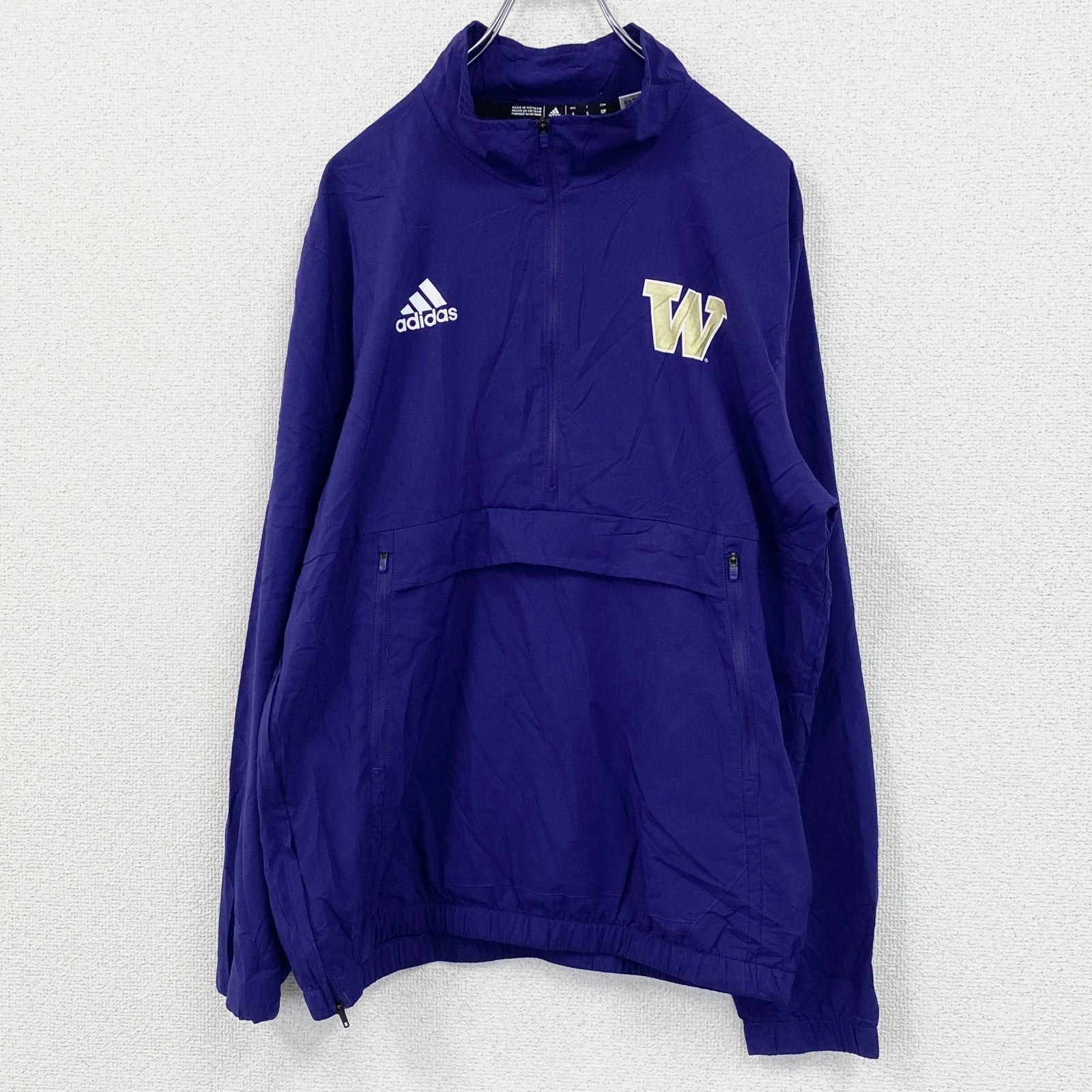 adidas　アディダス　ハーフジップナイロンジャケット　紫　Sサイズ