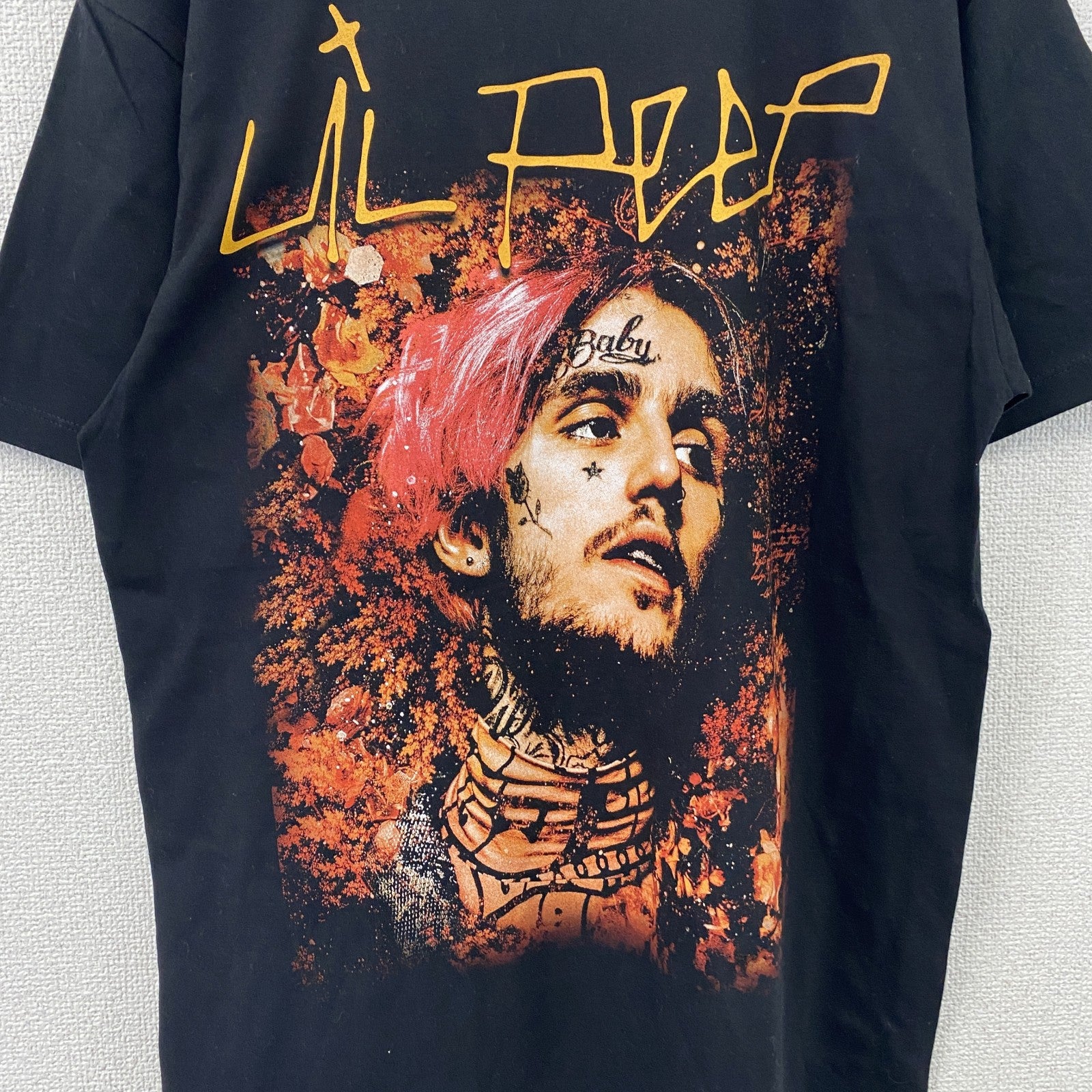 ROCK Yeah　Lil Peep　リル・ピープ　半袖プリントラッパーTシャツ　両面プリント　黒　ブラック　Lサイズ