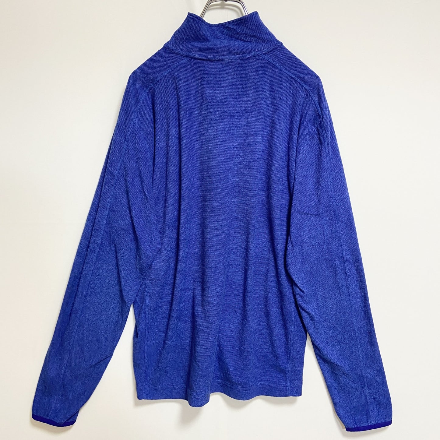 古着 used　Champion チャンピオン 長袖ハーフジップフリースジャケット　青 ブルー　ワンポイント刺ロゴ　Mサイズ