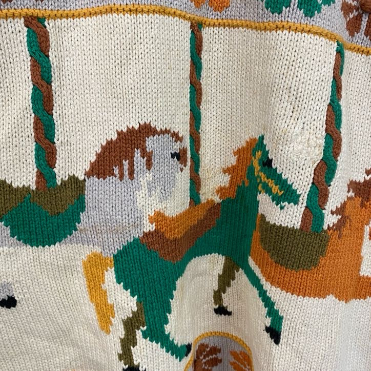 ～90s　KENZO JUNGLE　ケンゾー　総柄ニットセーター　ヴィンテージ　ベージュ　Lサイズ