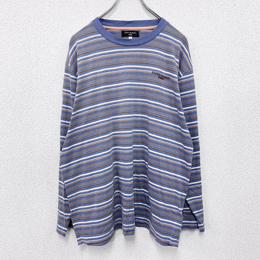 KANSAI YAMAMOTO HOMME　カンサイヤマモトオム　長袖Tシャツ/ロンT　ボーダー　ブルー　Lサイズ