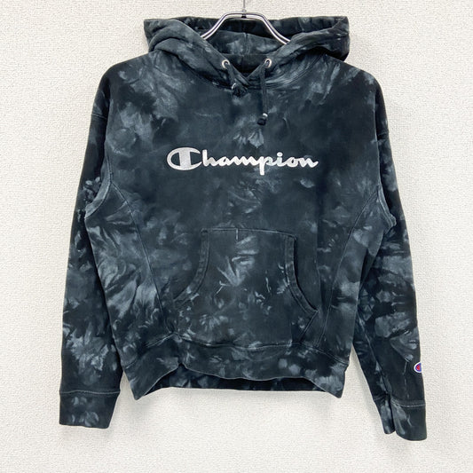 古着 used　champion　チャンピオン　ロゴプリントスウェットパーカー/フーディ　黒　ブラック　Sサイズ