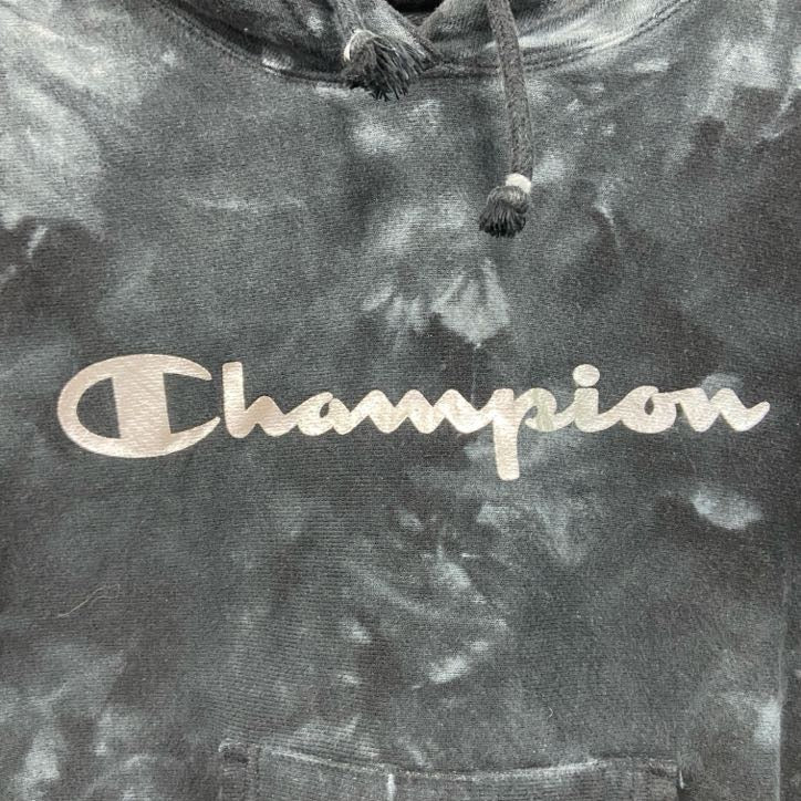 古着 used　champion　チャンピオン　ロゴプリントスウェットパーカー/フーディ　黒　ブラック　Sサイズ