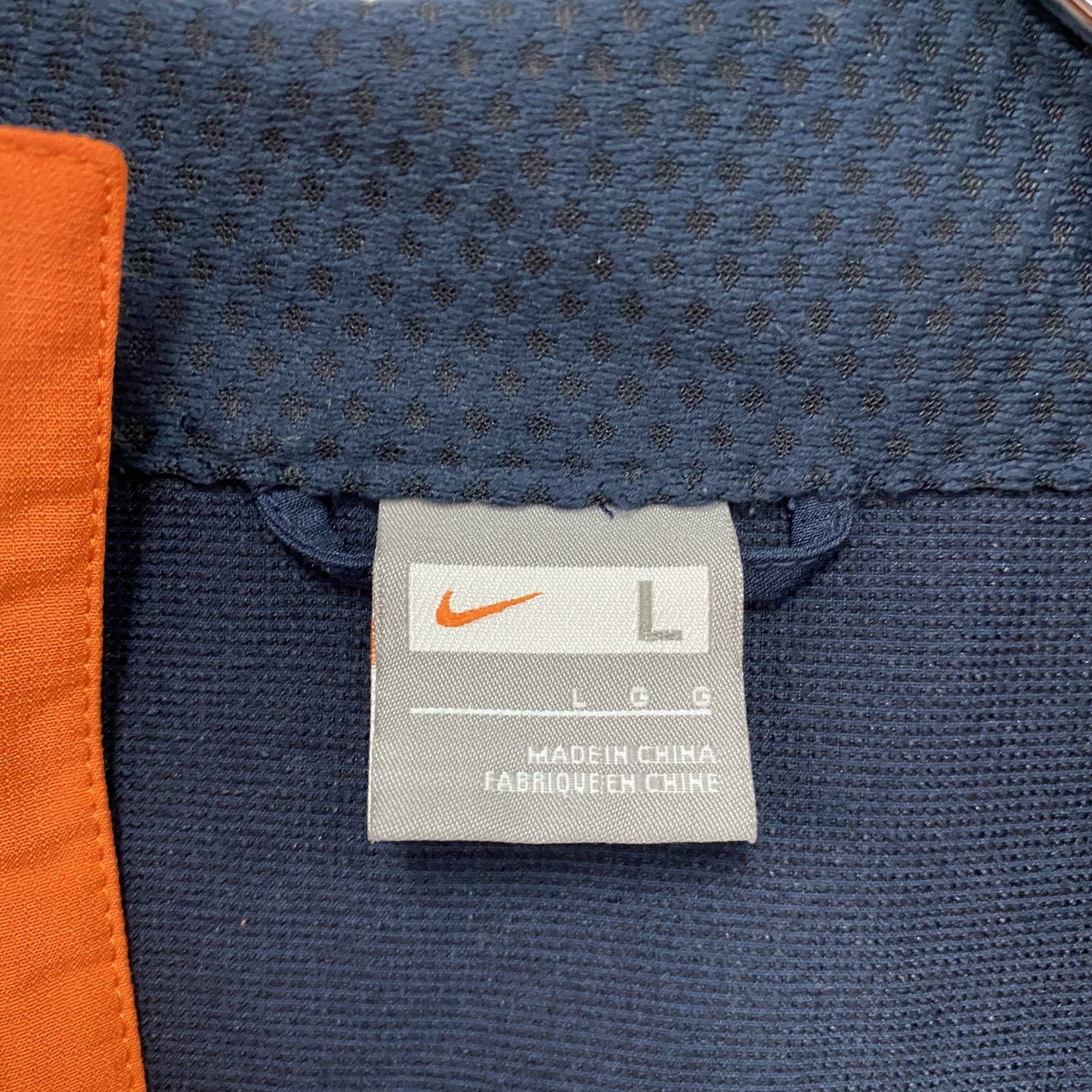 00s　NIKE　ナイキ　フルジップジャケット　スウッシュ　刺繡ロゴ　ヴィンテージ　紺　ネイビー　Lサイズ