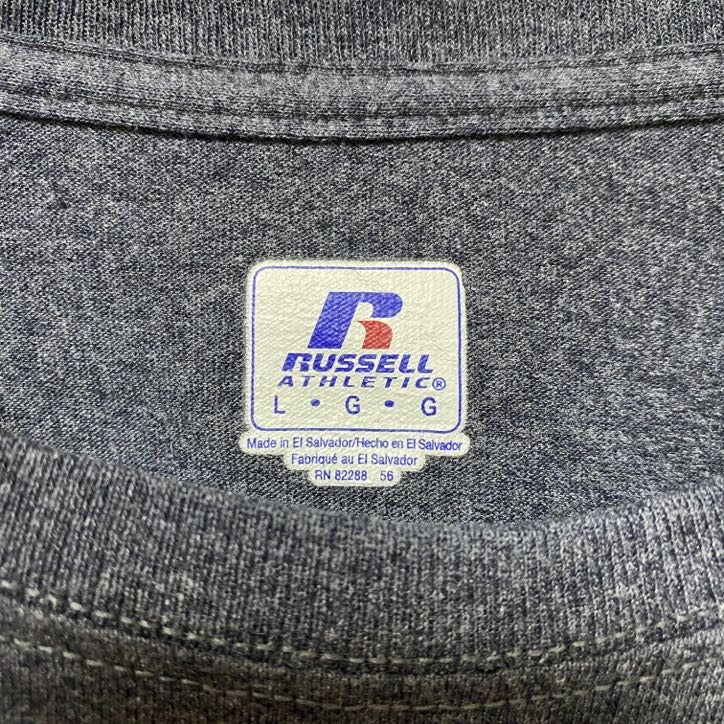 古着 used　RUSSELL ラッセル　イリノイ州立大学　半袖カレッジプリントTシャツ　ダークグレー　レトロ　Lサイズ