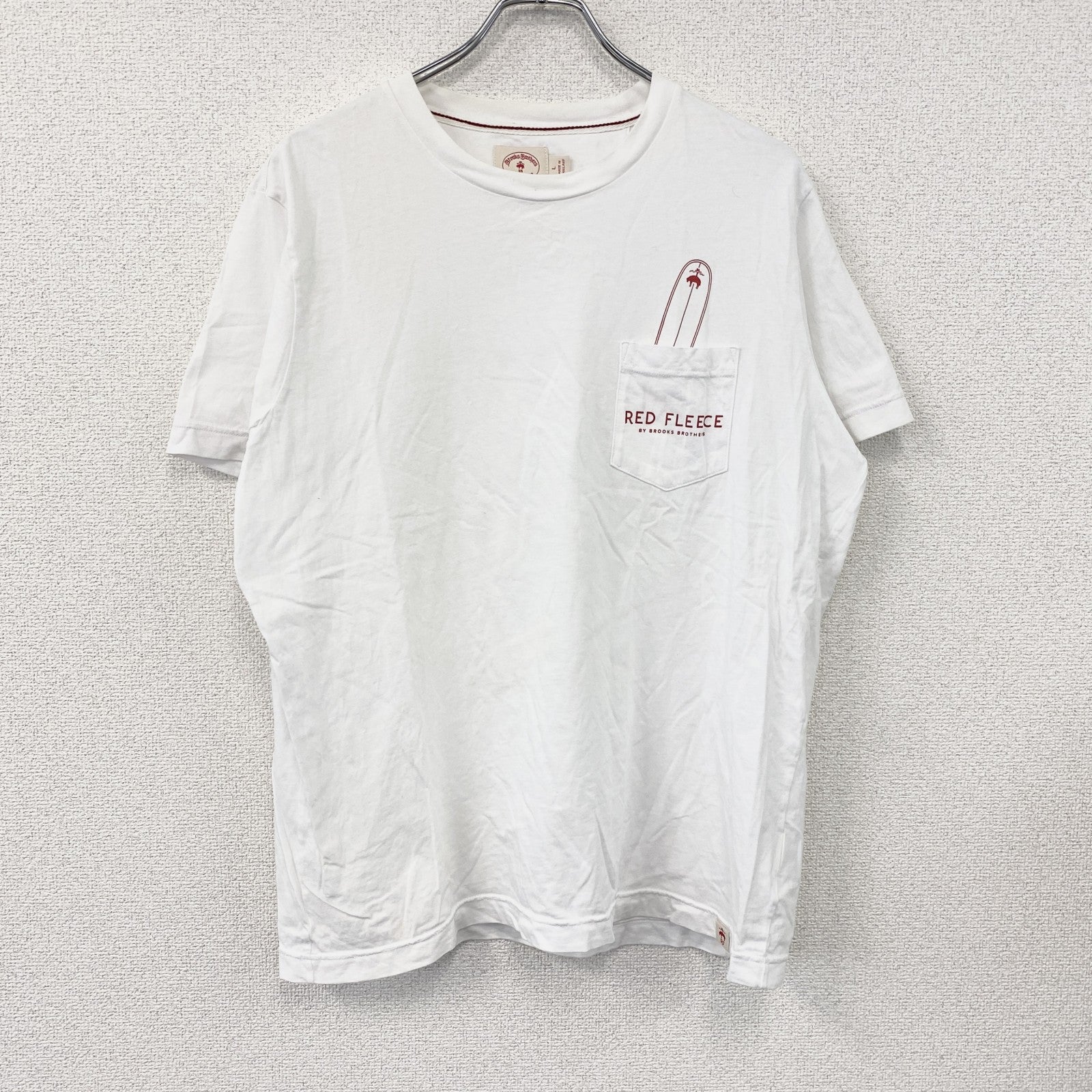 Brooks Brothers　ブルックスブラザーズ　RED FLEECE　レッドフリース　半袖プリントサーフTシャツ　白　ホワイト　Lサイズ
