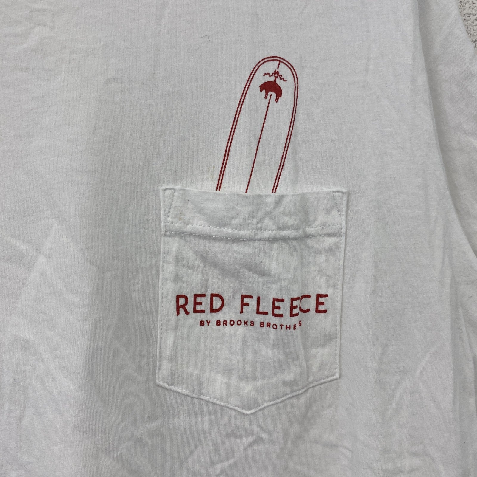 Brooks Brothers　ブルックスブラザーズ　RED FLEECE　レッドフリース　半袖プリントサーフTシャツ　白　ホワイト　Lサイズ