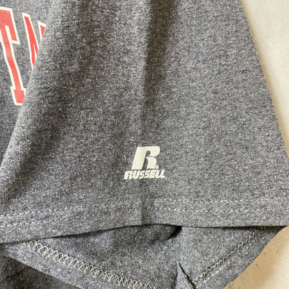 古着 used　RUSSELL ラッセル　イリノイ州立大学　半袖カレッジプリントTシャツ　ダークグレー　レトロ　Lサイズ
