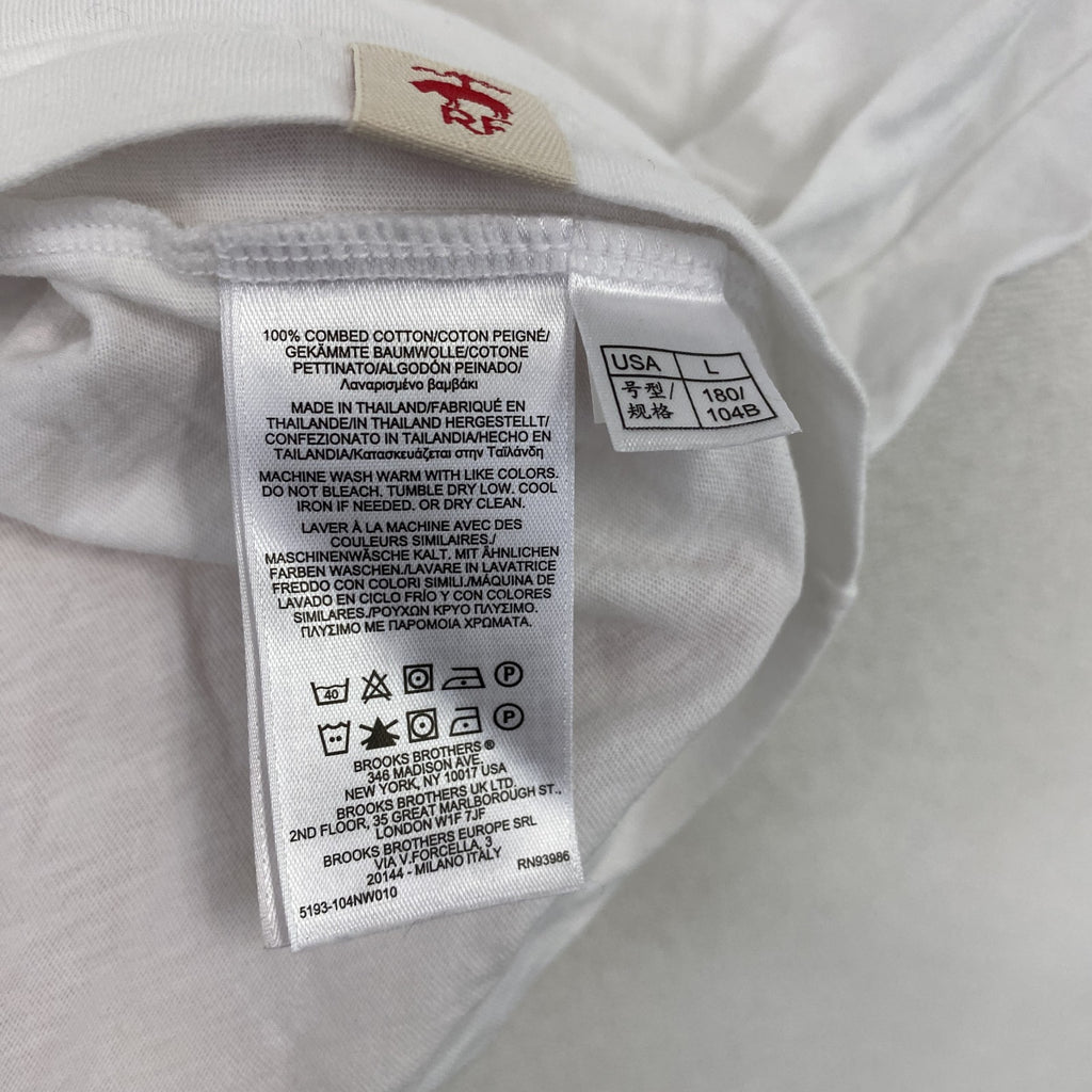 Brooks Brothers　ブルックスブラザーズ　RED FLEECE　レッドフリース　半袖プリントサーフTシャツ　白　ホワイト　Lサイズ