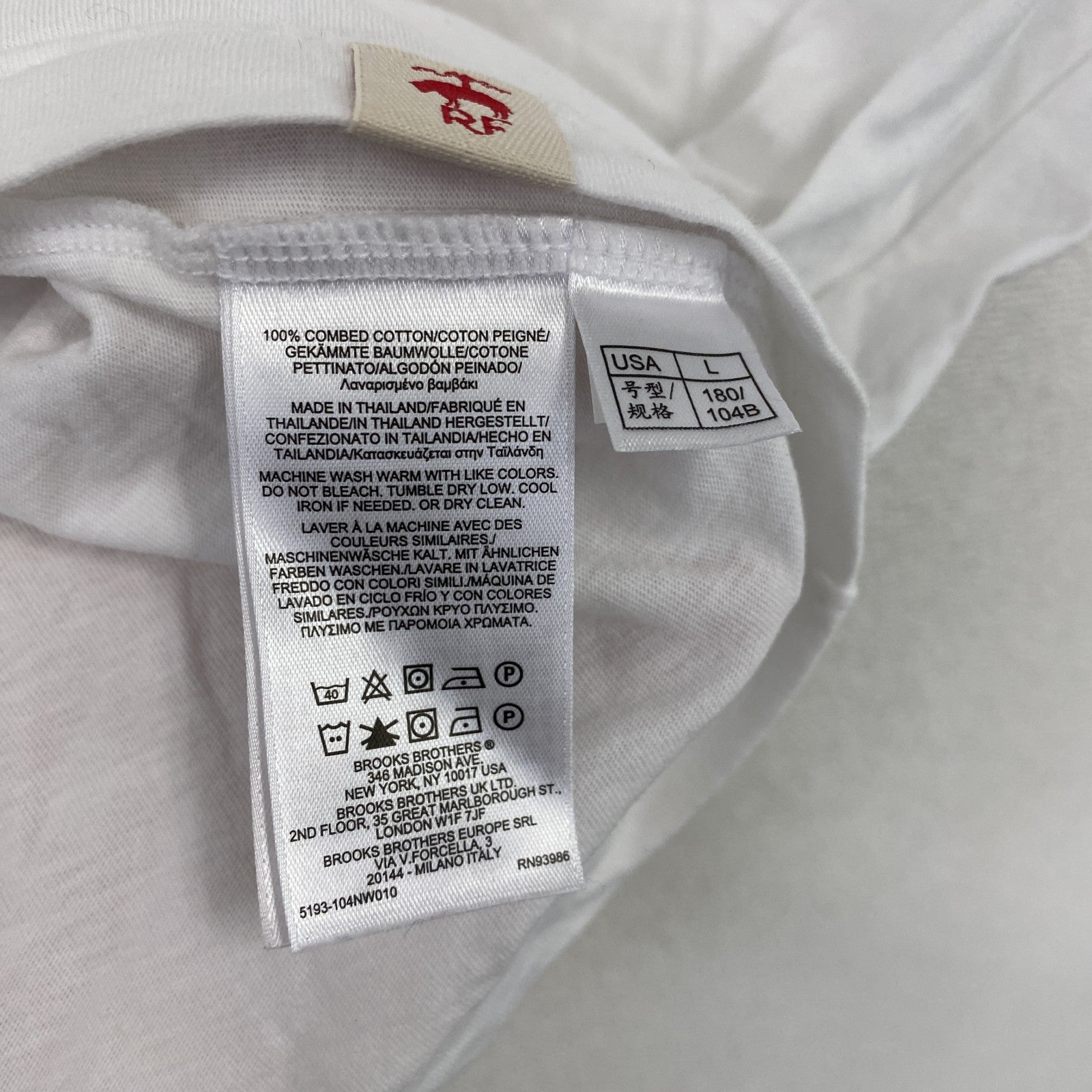 Brooks Brothers　ブルックスブラザーズ　RED FLEECE　レッドフリース　半袖プリントサーフTシャツ　白　ホワイト　Lサイズ