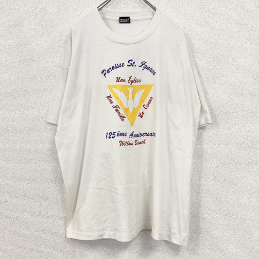 90s　FRUIT OF THE LOOM　フルーツオブザルーム　半袖プリントTシャツ　白　ホワイト　XLサイズ