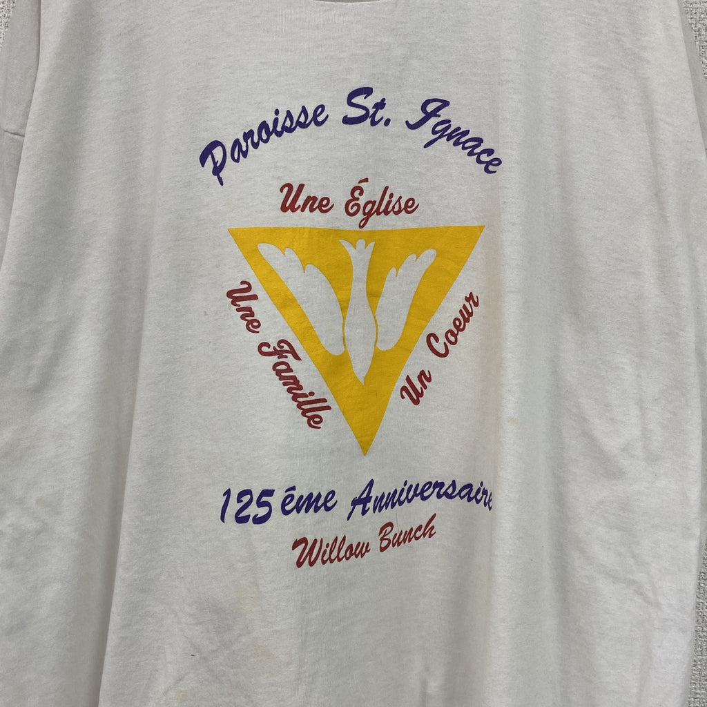 90s　FRUIT OF THE LOOM　フルーツオブザルーム　半袖プリントTシャツ　白　ホワイト　XLサイズ