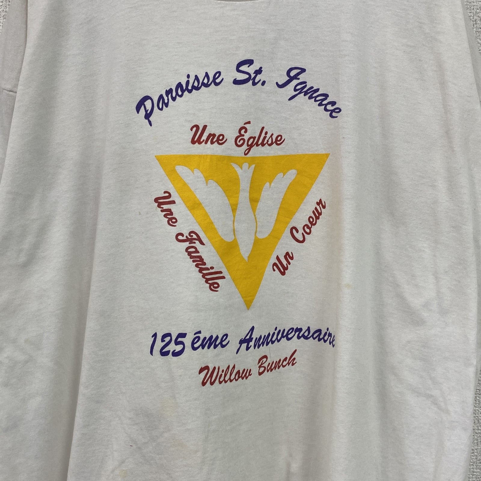 90s　FRUIT OF THE LOOM　フルーツオブザルーム　半袖プリントTシャツ　白　ホワイト　XLサイズ