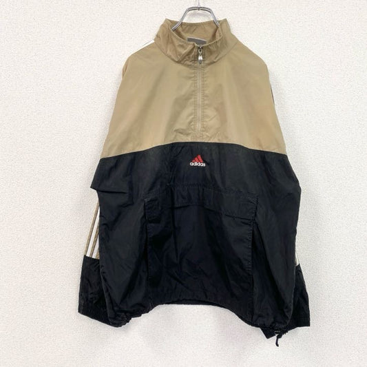 90s　adidas　アディダス　ナイロンジャケット　ヴィンテージ　黒　ブラック　ベージュ　Lサイズ