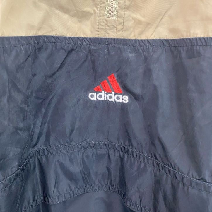 90s　adidas　アディダス　ナイロンジャケット　ヴィンテージ　黒　ブラック　ベージュ　Lサイズ