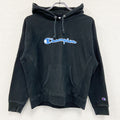 古着 used　champion　チャンピオン　リバースウィーブ　ロゴ刺繍スウェットパーカー/フーディ　黒　ブラック　2XLサイズ