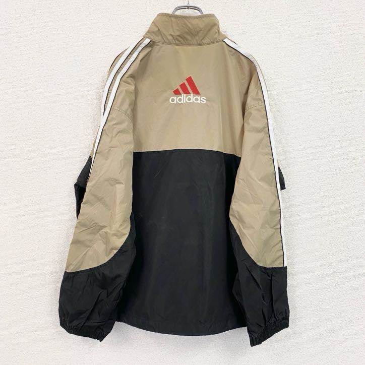 90s　adidas　アディダス　ナイロンジャケット　ヴィンテージ　黒　ブラック　ベージュ　Lサイズ