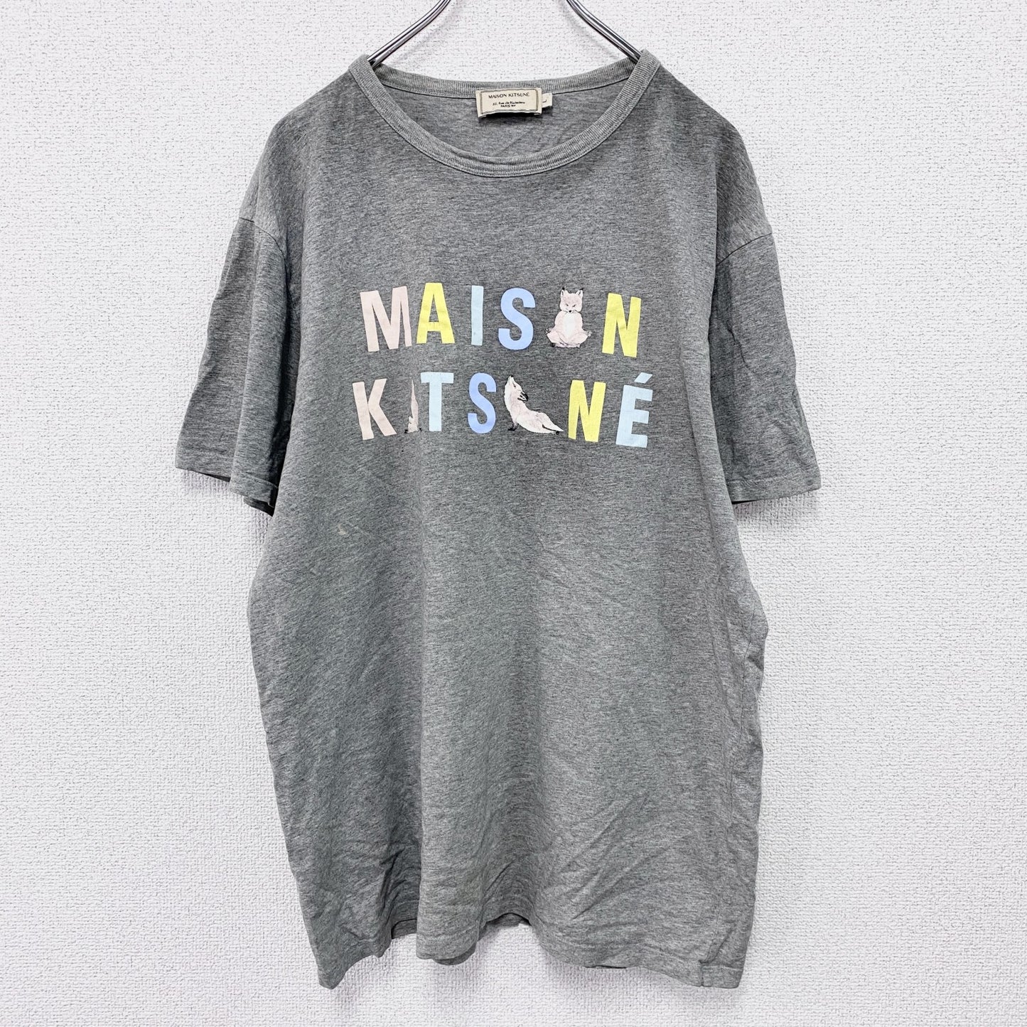 MAISON KITSUNE　メゾンキツネ　半袖プリントTシャツ　アニマルT　灰色　グレー　Lサイズ