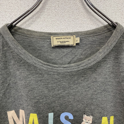 MAISON KITSUNE　メゾンキツネ　半袖プリントTシャツ　アニマルT　灰色　グレー　Lサイズ