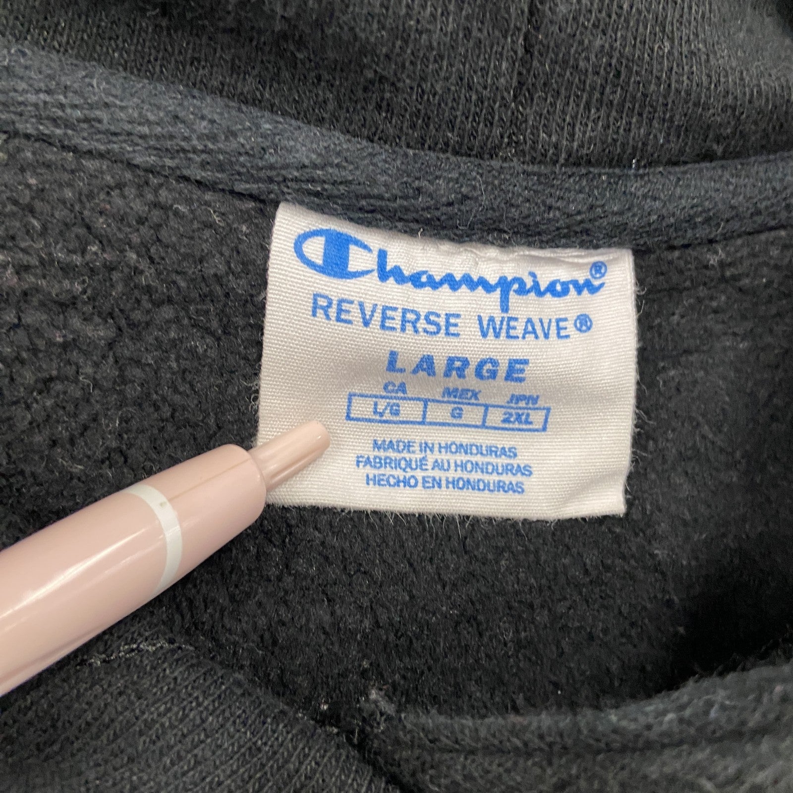 古着 used　champion　チャンピオン　リバースウィーブ　ロゴ刺繍スウェットパーカー/フーディ　黒　ブラック　2XLサイズ