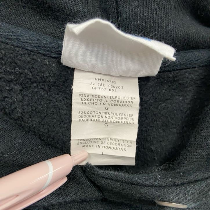 古着 used　champion　チャンピオン　リバースウィーブ　ロゴ刺繍スウェットパーカー/フーディ　黒　ブラック　2XLサイズ