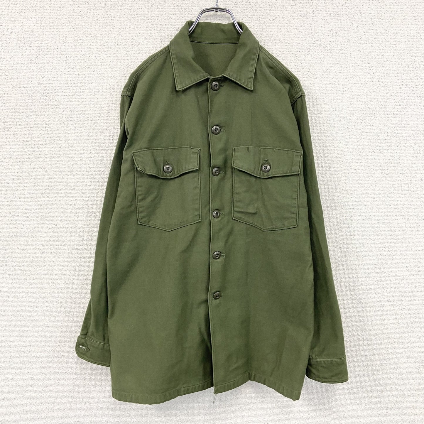 60s　U.S.ARMY　米軍　ユーティリティシャツ　ミリタリーシャツ　ヴィンテージ　カーキ　　