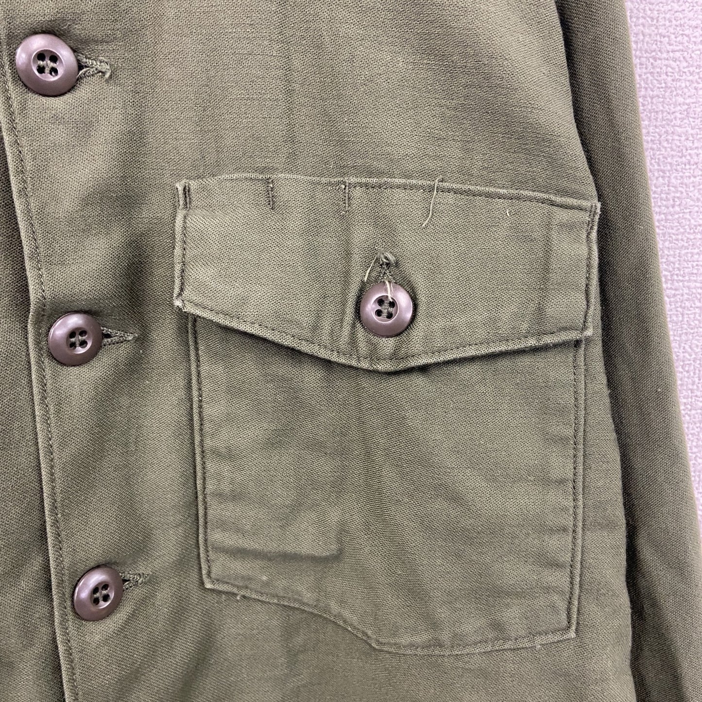 60s　U.S.ARMY　米軍　ユーティリティシャツ　ミリタリーシャツ　ヴィンテージ　カーキ　　