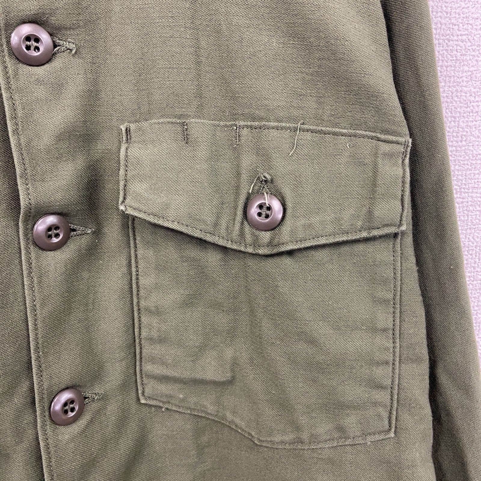 60s　U.S.ARMY　米軍　ユーティリティシャツ　ミリタリーシャツ　ヴィンテージ　カーキ　　