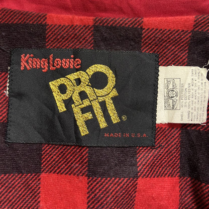 古着 used　70s　USA製　King Louie　長袖スイングトップ　ナイロンジャケット　ワンポイントワッペン刺繡　赤