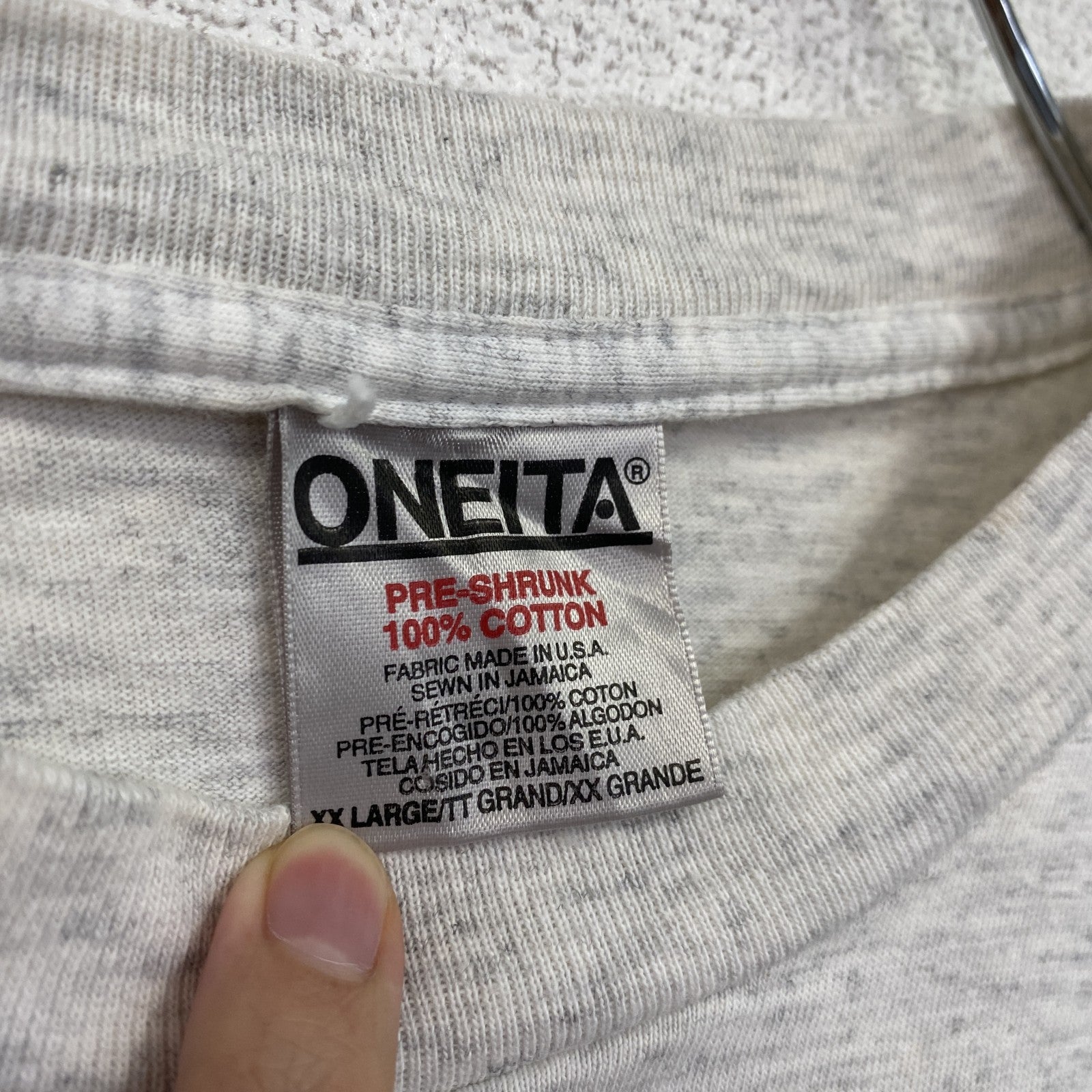 90s　ONEITA　オニータ　半袖プリントTシャツ　ヴィンテージ　シングルステッチ　グレー　灰色　XXLサイズ