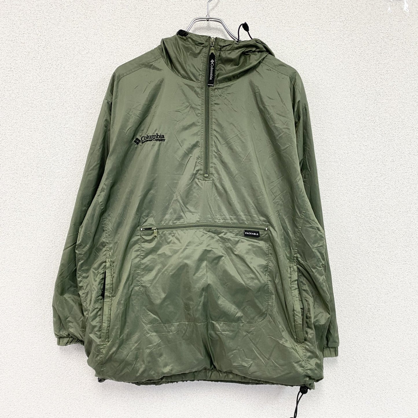 Columbia　コロンビア　アノラックパーカー　リップストップ　パッカブル仕様　カーキ　Lサイズ