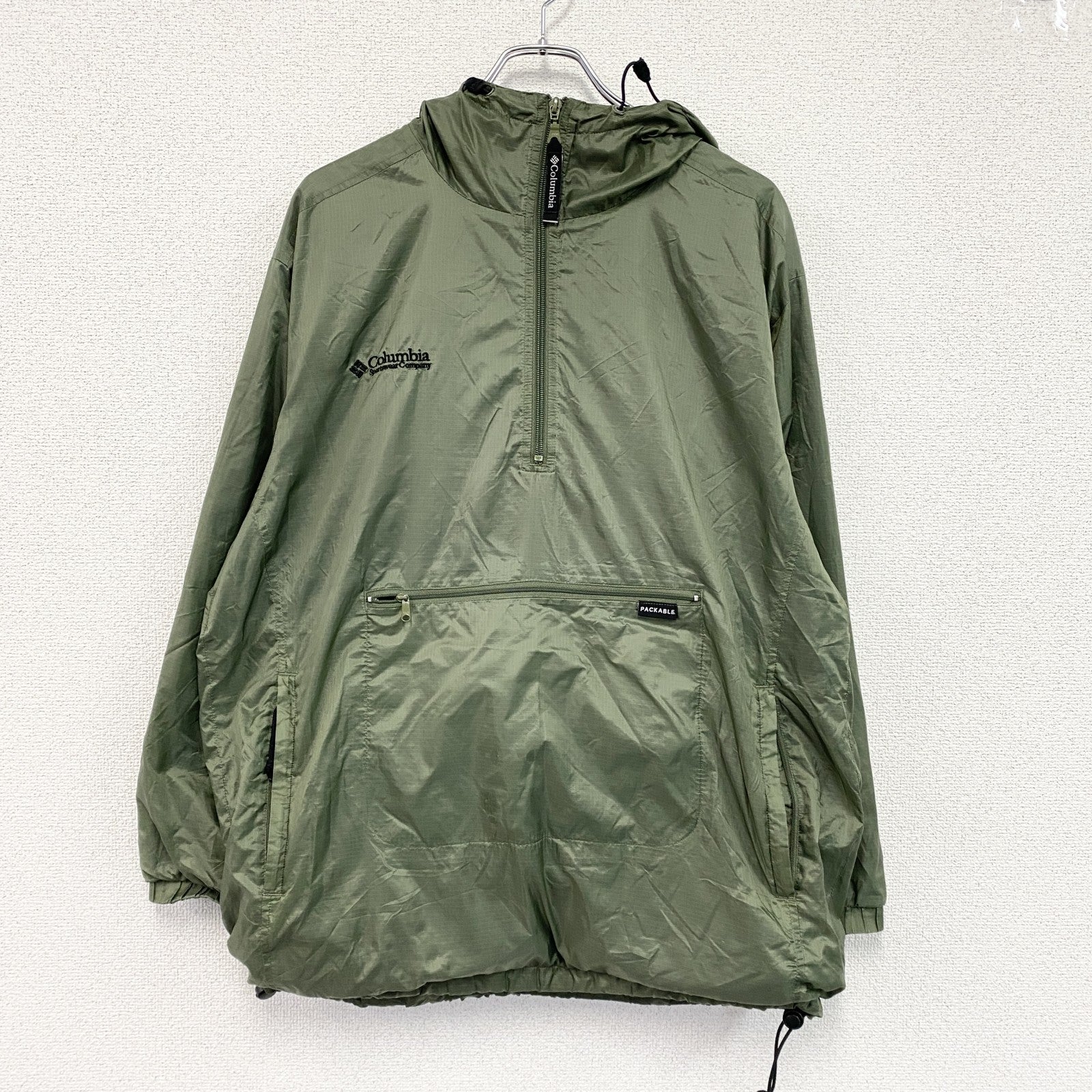 Columbia　コロンビア　アノラックパーカー　リップストップ　パッカブル仕様　カーキ　Lサイズ