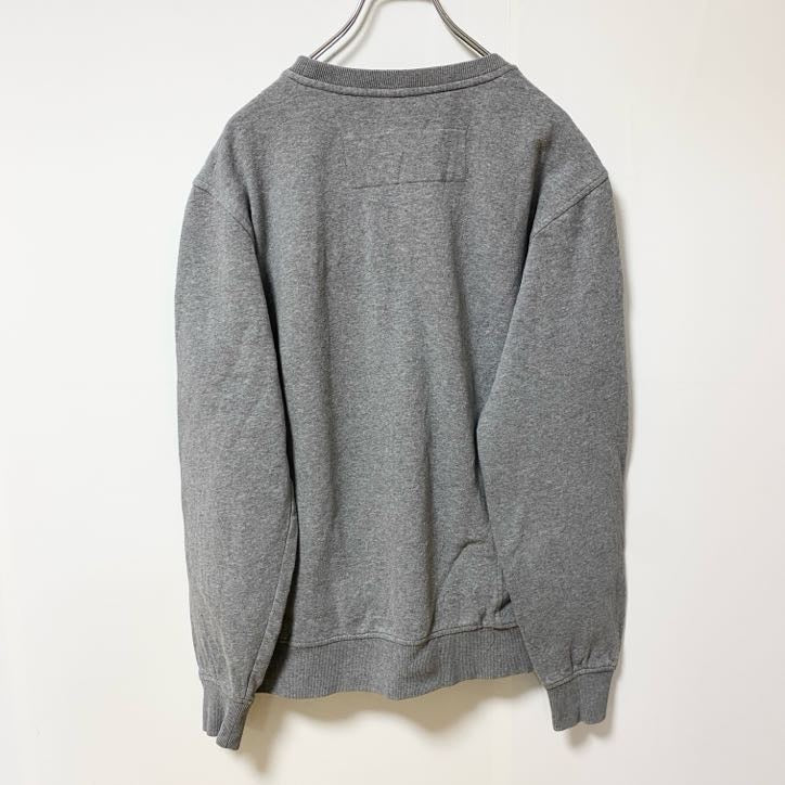 古着 used RVCA ルーカ　長袖ワンポイントロゴ刺繍スウェット　トレーナー　クルーネック　ノームコア　グレー　Mサイズ