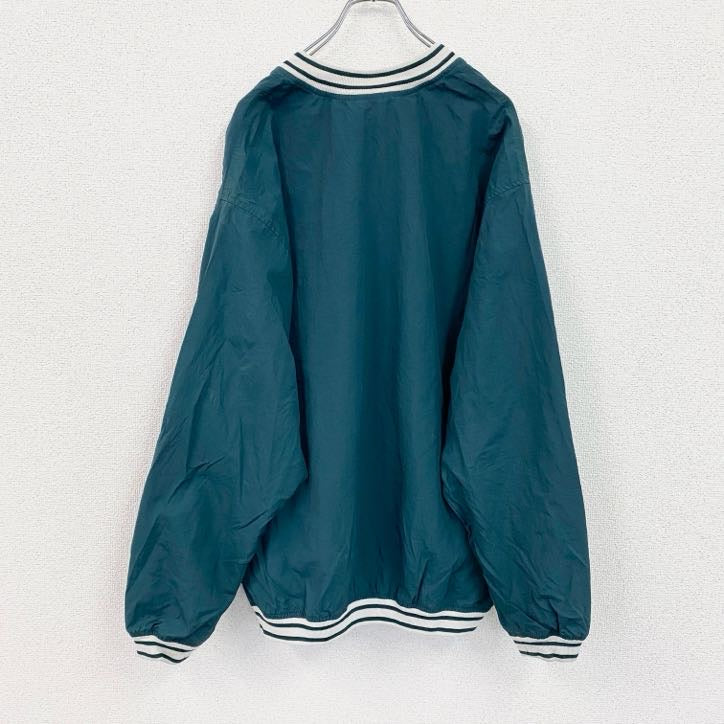 90s　NIKE　ナイキ　プルオーバーナイロンジャケット　ヴィンテージ　Vネック　緑　グリーン　Lサイズ
