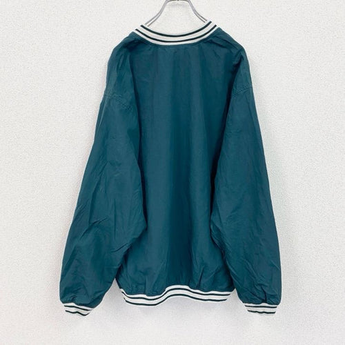 90s　NIKE　ナイキ　プルオーバーナイロンジャケット　ヴィンテージ　Vネック　緑　グリーン　Lサイズ