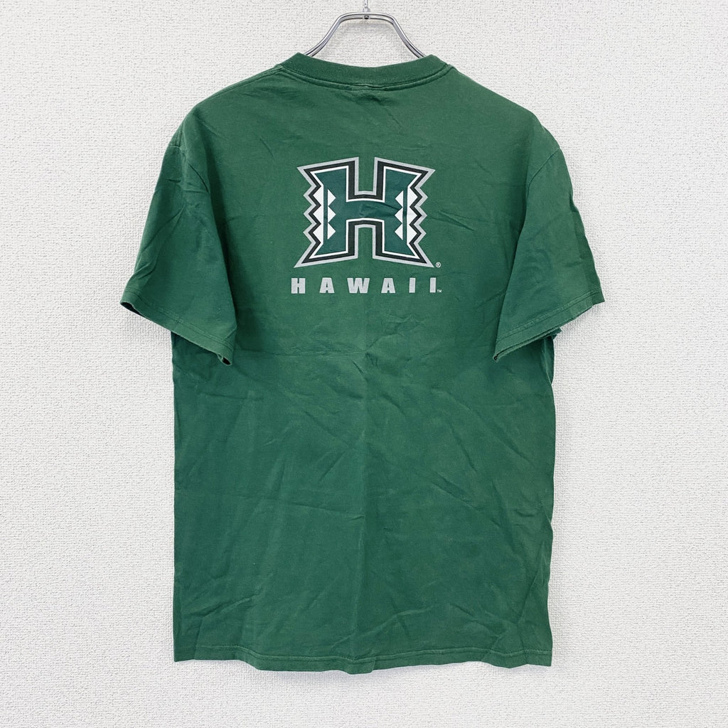 Hanes　ヘインズ　半袖プリントTシャツ　ハワイ大学　ウォリアーズ　カレッジロゴ　緑　グリーン　Mサイズ　