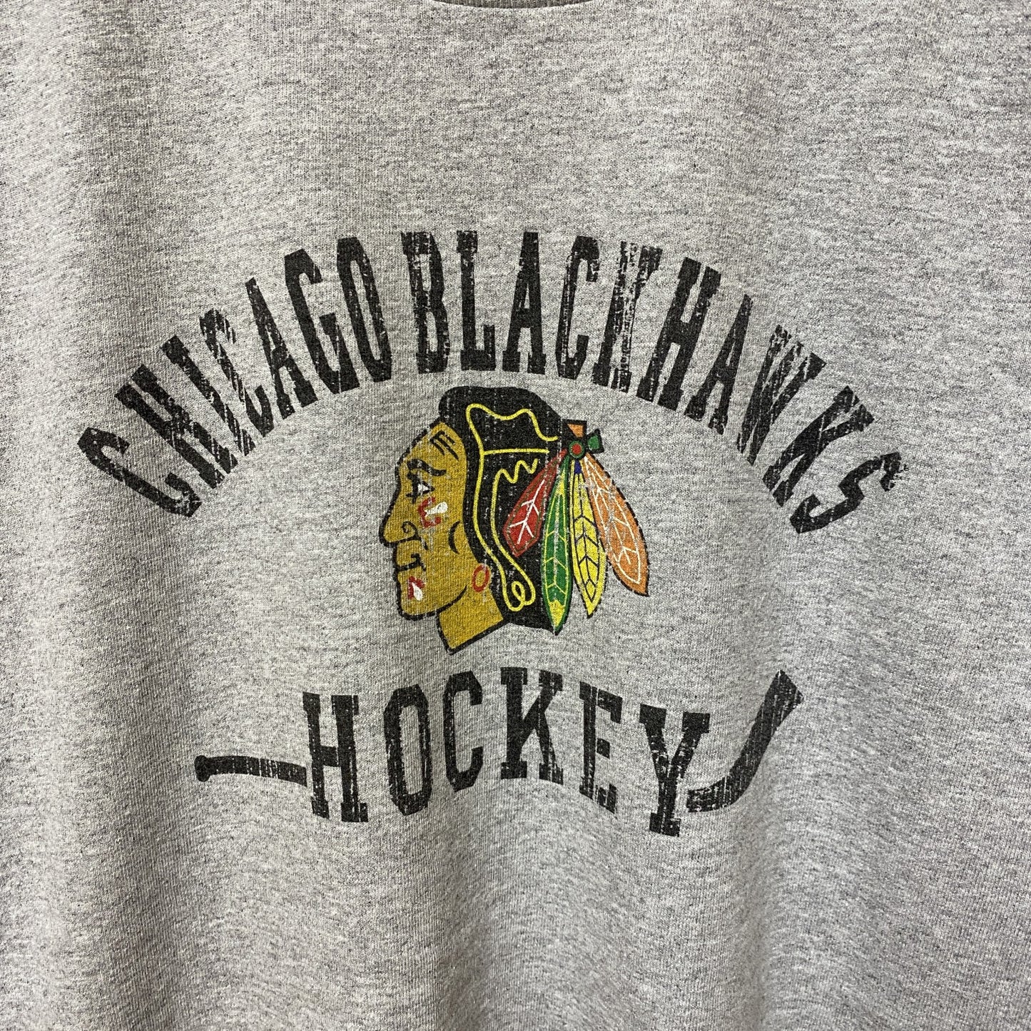 古着 used　NHL　Chicago Black Hawks　アイスホッケー　半袖プリントTシャツ　グレー　スポーツ　レトロ