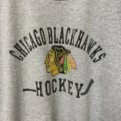 古着 used　NHL　Chicago Black Hawks　アイスホッケー　半袖プリントTシャツ　グレー　スポーツ　レトロ